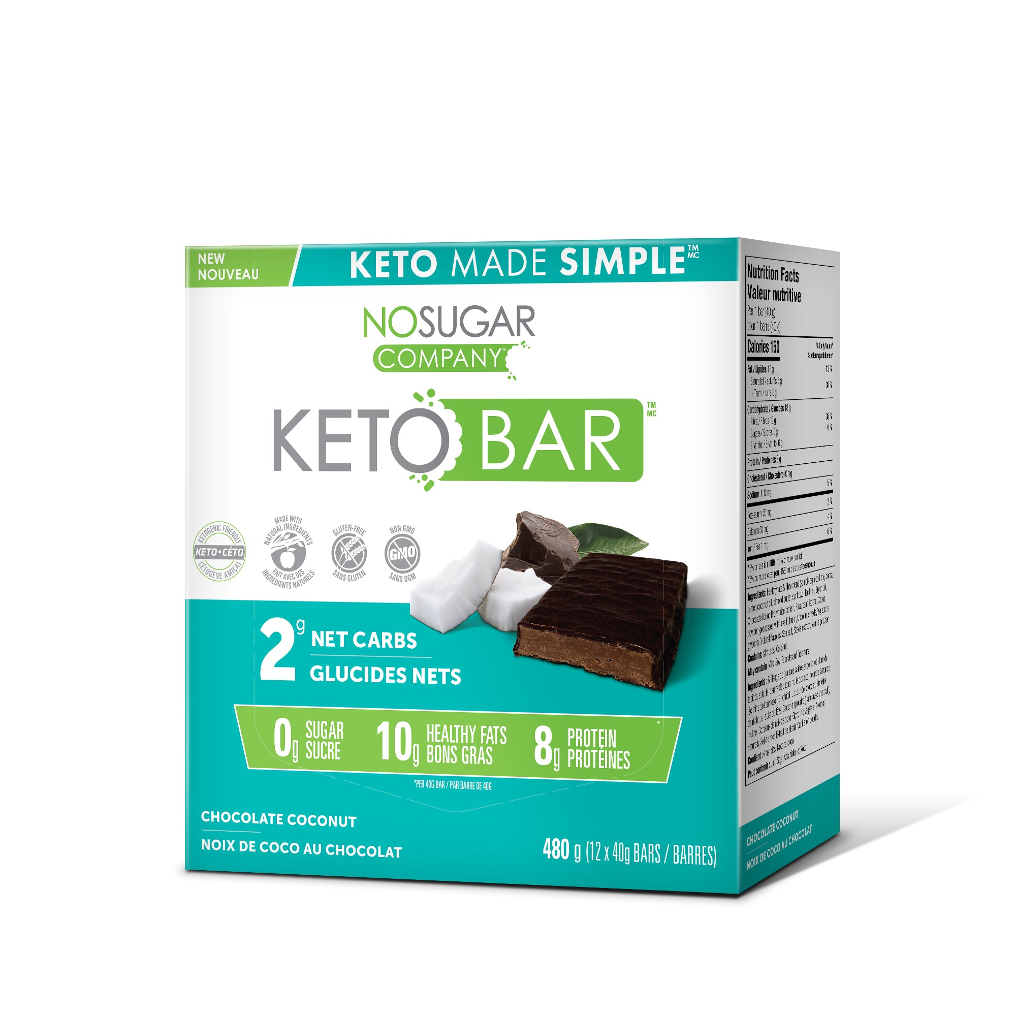 No Sugar Keto Bar Chocolate Coconut