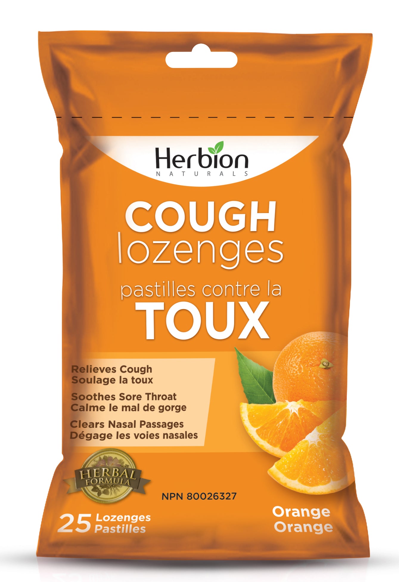 Orange Cough Lozenges Pouches