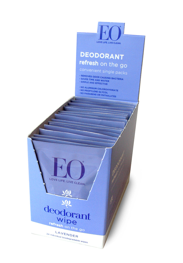 EO Deodorant wipes lavender singles