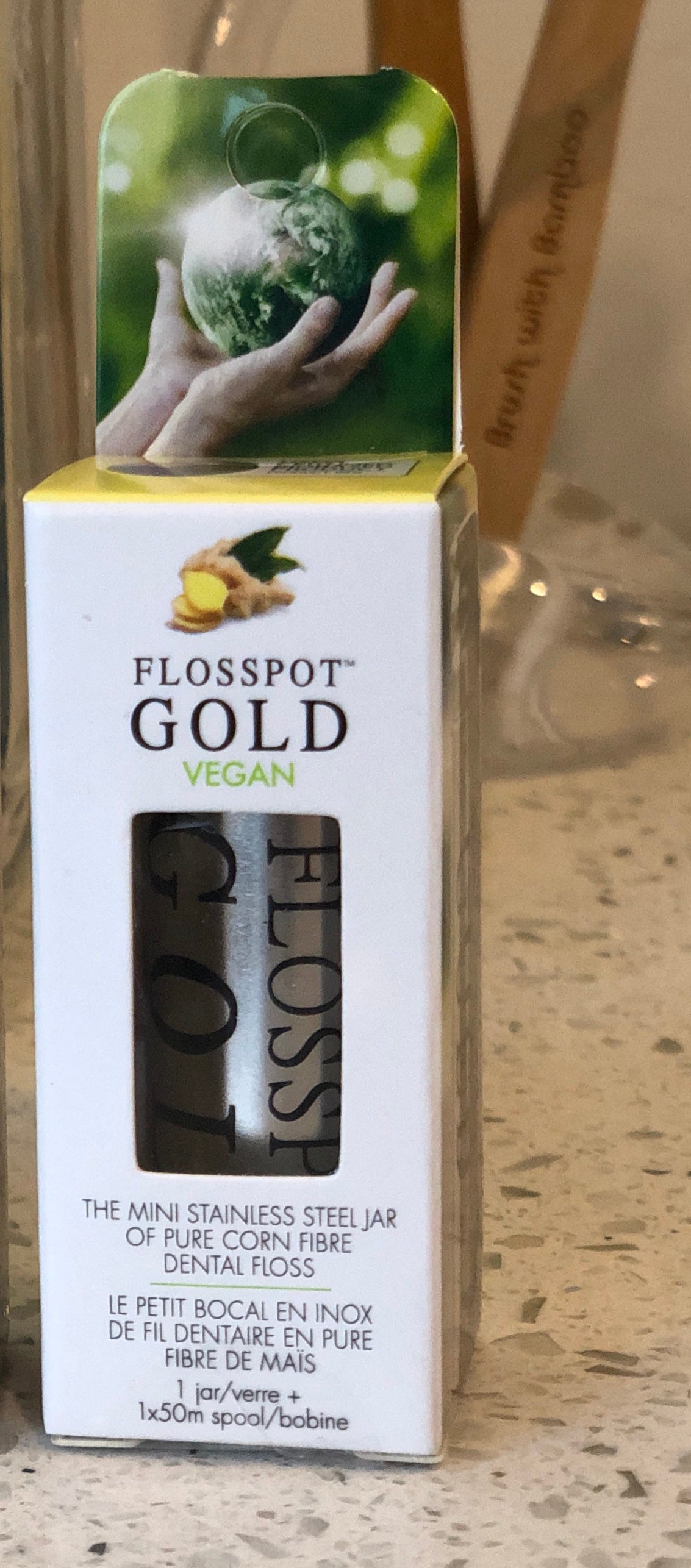 Flosspot GOLD vegan dental floss
