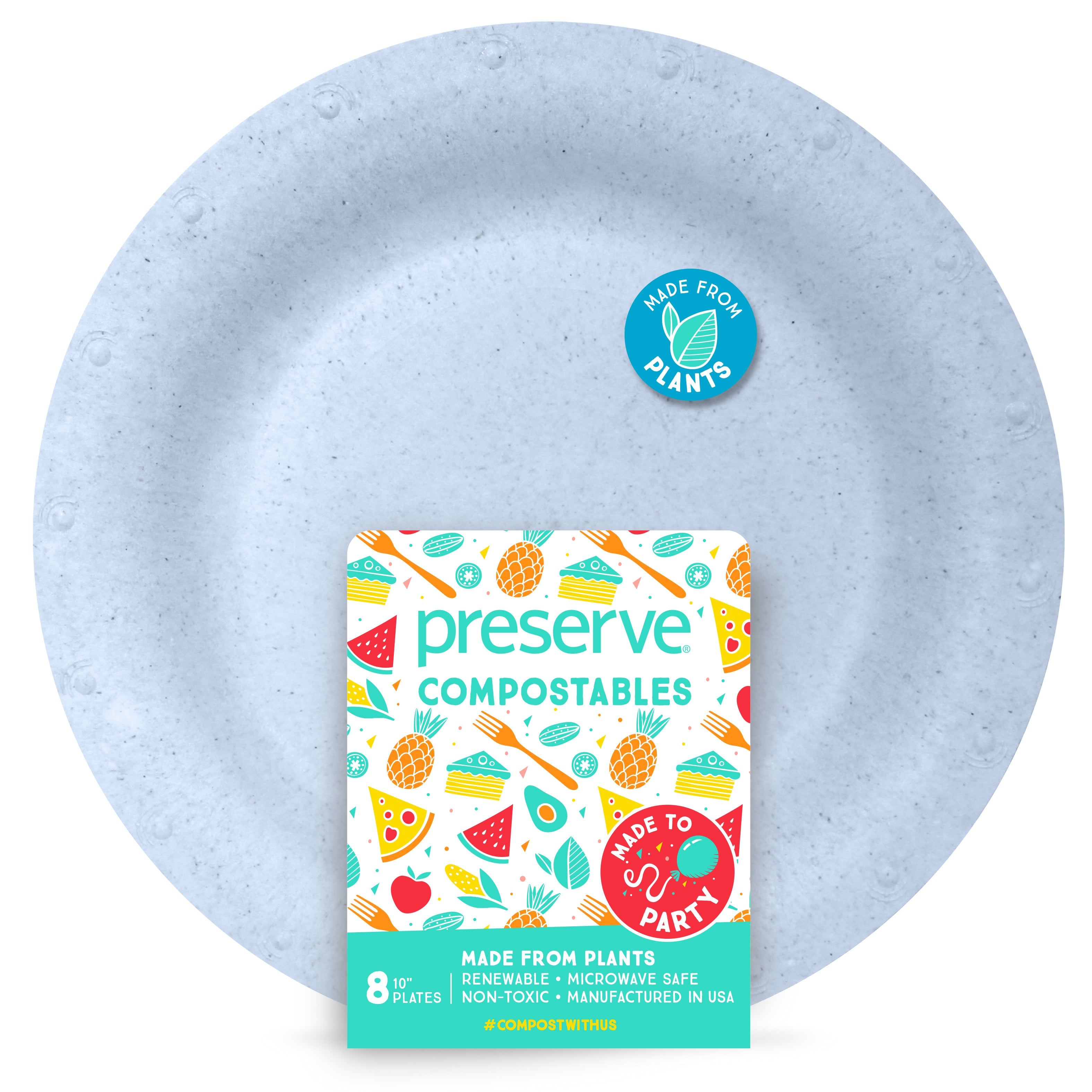 Compostables Large Plates 8ct Blue