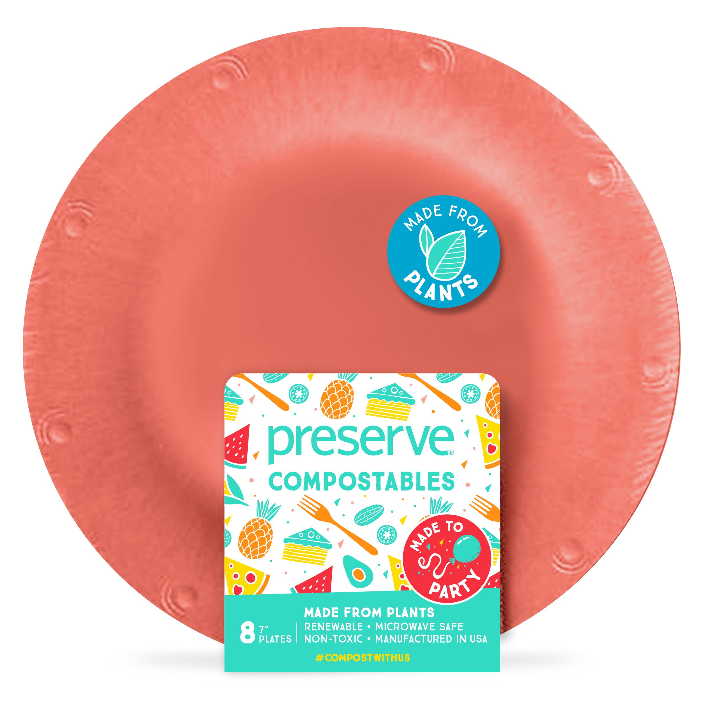 Compostables Small Plates 8ct Red