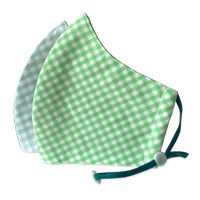 Kids Mask 3-Lyr Grn/Blue Check