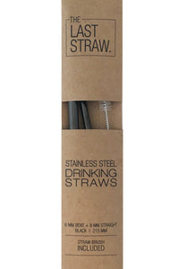 Stainless Straw Duo: Black w/brush