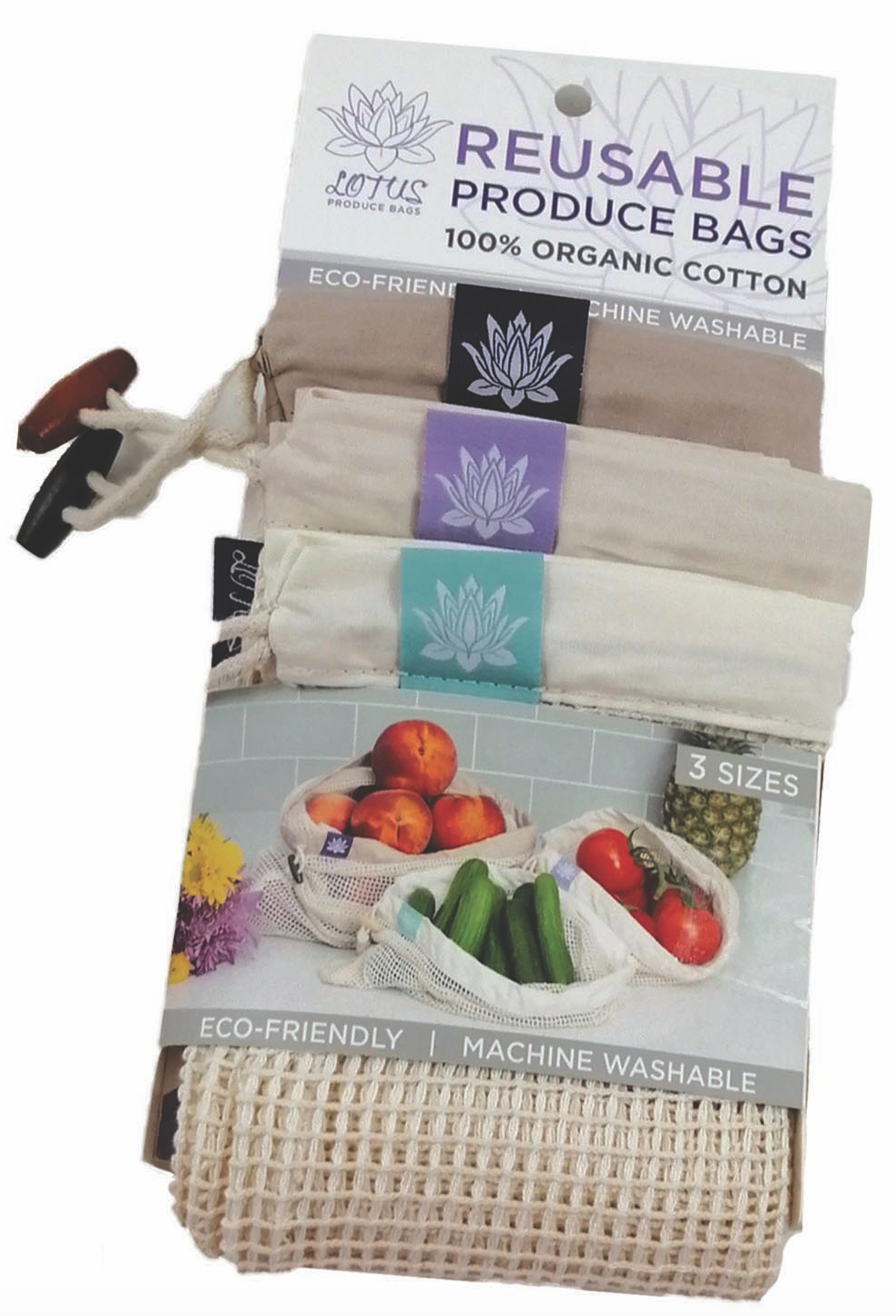 Organic Cotton Produce Bags (S,M,L)
