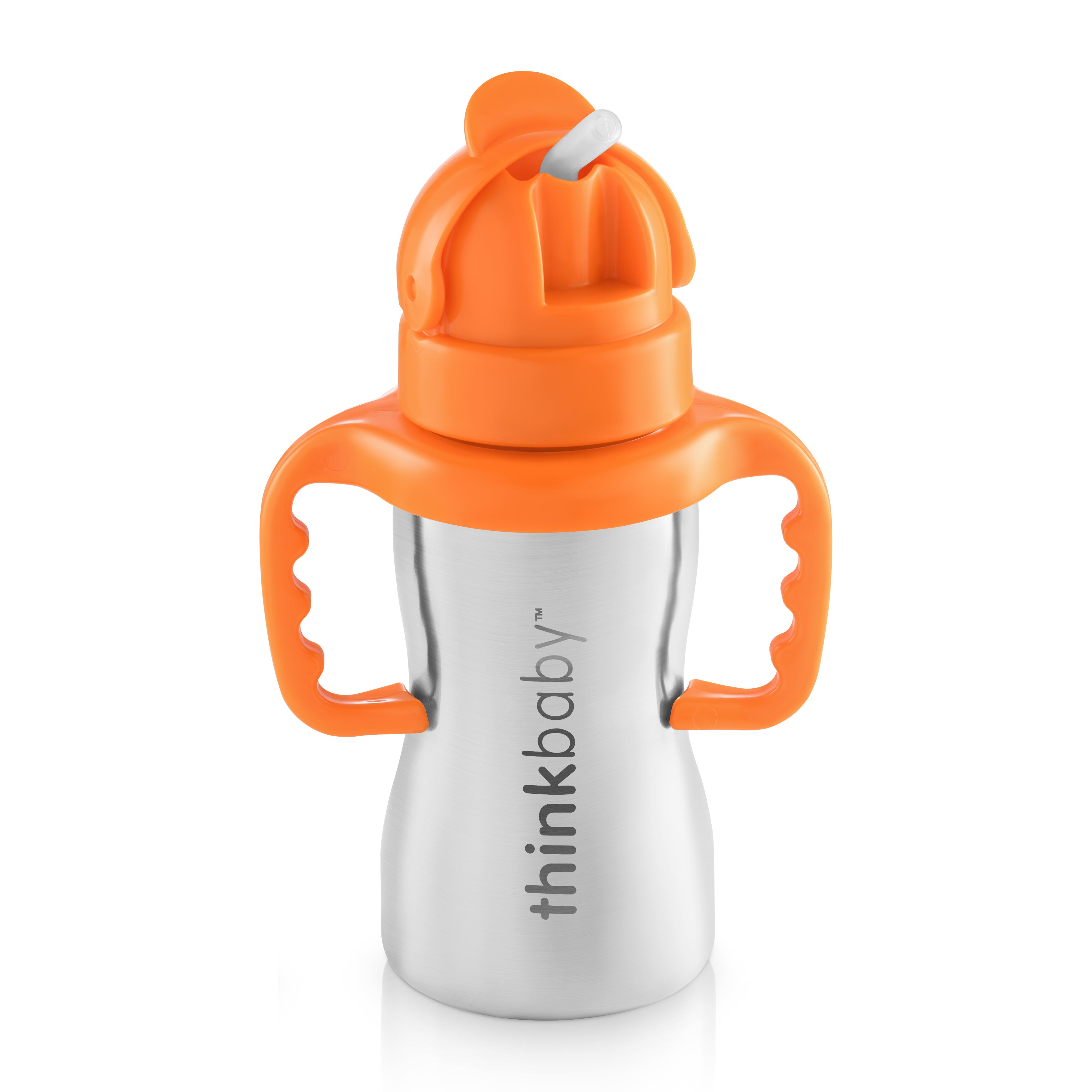 Stainless Steel Straw Bottle Orange