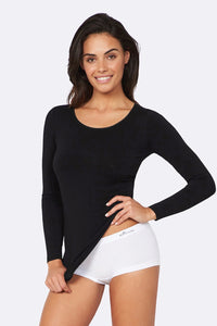 Wm Long Sleeve Top Blk - L