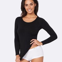 Wm Long Sleeve Top Blk - L