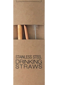 Stainless Straw Duo: Rose Gold w/brush