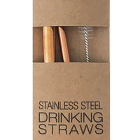 Stainless Straw Duo: Rose Gold w/brush